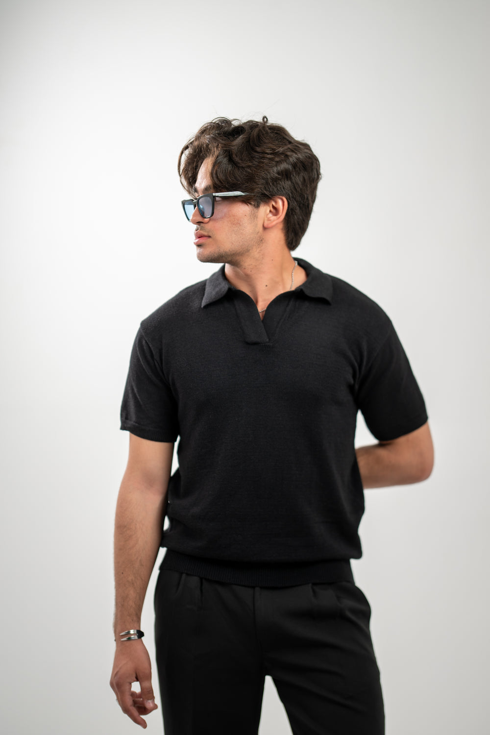 MISFIT EG™ Knitted Polo T-Shirt (BLACK)