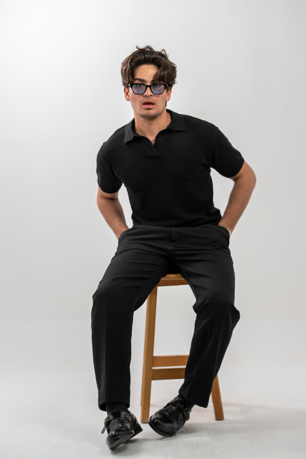 MISFIT EG™ Knitted Polo T-Shirt (BLACK)
