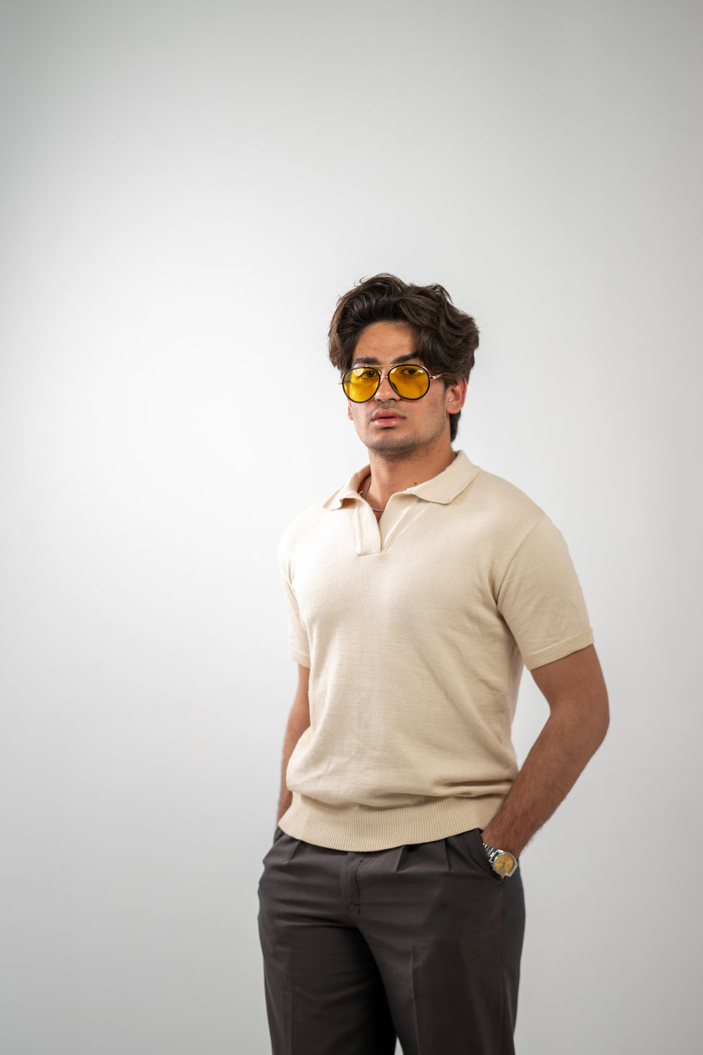 MISFIT EG™ Knitted Polo T-Shirt (BEIGE)