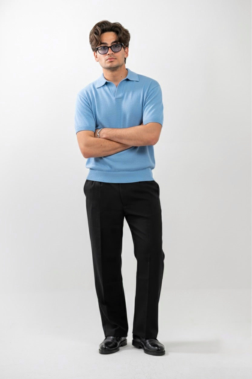 MISFIT EG™ Knitted Polo T-Shirt (BLUE)