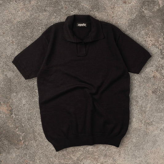 MISFIT EG™ Knitted Polo T-Shirt (BLACK)